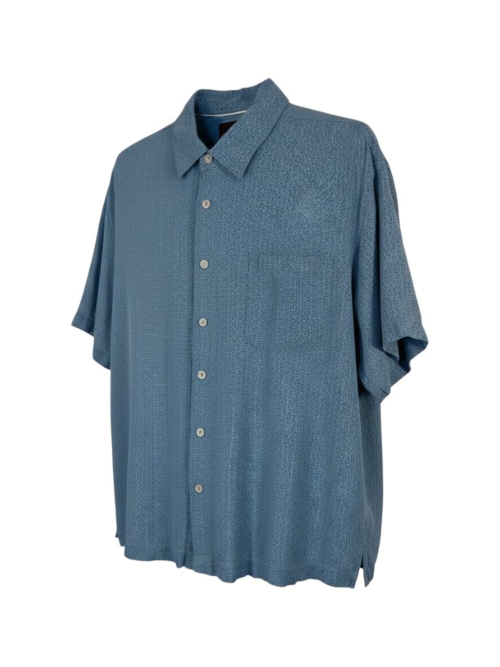 Toscano Short Sleeve Button Down Shirt L Blue